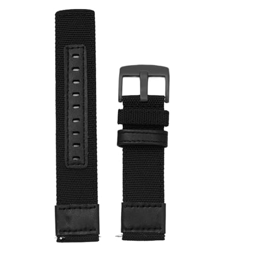 MUXUMAO Schnellverschluss-Nylon-Uhrenarmband 20 mm 22 mm Band Universal-Canvas-Armband for Männer und Frauen(Black_22mm) von MUXUMAO