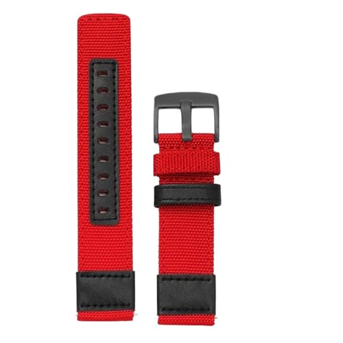 MUXUMAO Schnellverschluss-Nylon-Uhrenarmband 20 mm 22 mm Band Universal-Canvas-Armband for Männer und Frauen(Red_20mm) von MUXUMAO