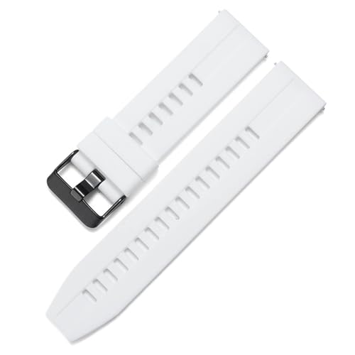 MUXUMAO Silikon-Uhrenarmbänder, 20 mm, weiche, bequeme Gummi-Uhrenarmbänder, kompatibel mit Uhrenarmbändern, Zubehör(White) von MUXUMAO