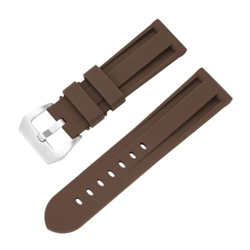 MUXUMAO Silikon-Uhrenarmband 20 mm 22 mm 24 mm 26 mm Armband Herren Damen Sportuhrenarmband Weichgummi Ersatz Schnellverschluss(Brown_24mm) von MUXUMAO