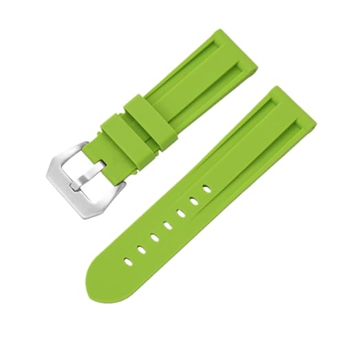 MUXUMAO Silikon-Uhrenarmband 20 mm 22 mm 24 mm 26 mm Armband Herren Damen Sportuhrenarmband Weichgummi Ersatz Schnellverschluss(Light Green_24mm) von MUXUMAO