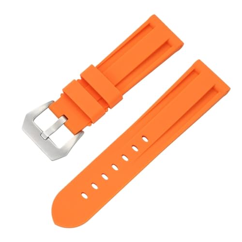 MUXUMAO Silikon-Uhrenarmband 20 mm 22 mm 24 mm 26 mm Armband Herren Damen Sportuhrenarmband Weichgummi Ersatz Schnellverschluss(Orange_26mm) von MUXUMAO