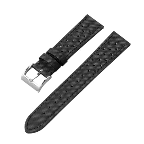 MUXUMAO Sport Nylon Uhrenarmband for Damen und Herren Uhrenarmband 18mm 20mm 22mm Sportarmband Stoff Nylon(Black 1_20mm) von MUXUMAO