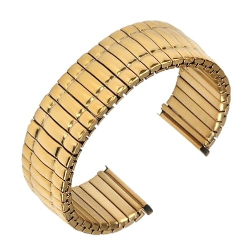 MUXUMAO Stretch-Erweiterung Edelstahl Uhrenarmband Metall elastisch Herren Damen 12mm 14mm 16mm 18mm 20mm(Gold,16mm) von MUXUMAO