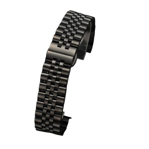 MUXUMAO Uhrenarmband Edelstahl Uhrenarmband 12-22mm Massives Metallarmband(Black,20mm) von MUXUMAO