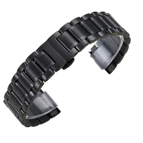 MUXUMAO Uhrenarmband aus Edelstahl, 12–24 mm, universelles Ersatzband(Black,12mm) von MUXUMAO