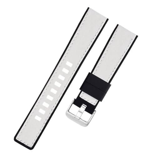 MUXUMAO Uhrenarmband aus Silikonkautschuk, Schnellverschluss, 20 mm, universelles Ersatzarmband, Lederarmband(White) von MUXUMAO