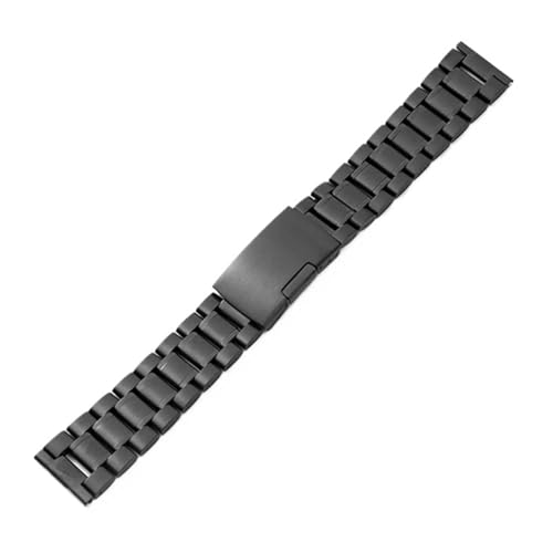 MUXUMAO Uhrenarmband aus massivem Edelstahl mit fünf Perlen, 14/16/17/18/20/22/24 mm, universelles seitliches Schnappschnallenband(Black,17mm) von MUXUMAO