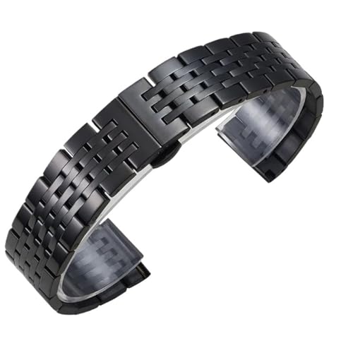 MUXUMAO Universelles Ersatz-Uhrenarmband aus Edelstahl, Schnellverschluss-Uhrenarmband mit sieben Perlen for Herren, 12/14/16/18/20/22/24 mm(Black,18mm) von MUXUMAO