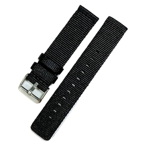 MUXUMAO Vielseitiges Nylon-Uhrenarmband for Damen und Herren, Schnellverschluss-Uhrenarmband aus Canvas 18/20/22 mm(Black,20mm) von MUXUMAO