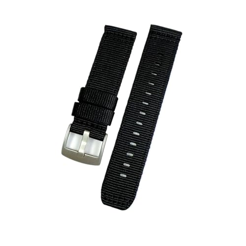 Nylon-Uhrenarmband, universelles Ersatz-Canvas-Band for Herren und Damen, 20 mm, 22 mm, 24 mm(Black,22mm) von MUXUMAO