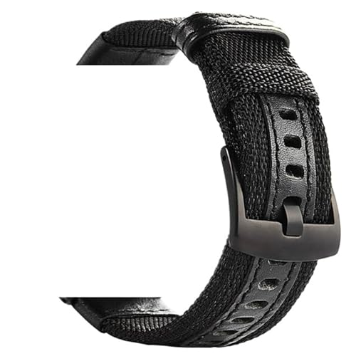 Nylonarmband 18 mm 20 mm 22 mm 24 mm, solides Armband, Militärgewebe, Nylon-Uhrenarmbänder, gewebte Armbänder, schwarze Schnalle(Black,20mm) von MUXUMAO