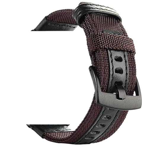 Nylonarmband 18 mm 20 mm 22 mm 24 mm, solides Armband, Militärgewebe, Nylon-Uhrenarmbänder, gewebte Armbänder, schwarze Schnalle(Brown,22mm) von MUXUMAO