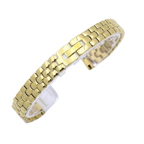 Schmales Damenarmband, Uhrenarmband aus Edelstahl, Faltschließe 6 mm 8 mm 10 mm 12 mm 14 mm 16 mm Band(Gold,10mm) von MUXUMAO