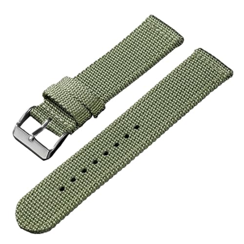Schnellverschluss-Uhrenarmbänder aus Segeltuch, Nylonband, 18 mm, 20 mm, 22 mm, 24 mm, Ersatz-Uhrenarmbänder for Herren und Damen, for Smartwatch(Green,20mm) von MUXUMAO