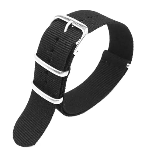 Sport-Nylon-Uhrenarmband for Damen und Herren, 18 mm, 20 mm, 22 mm, 24 mm, allgemeines Armband aus Nylon(Black,22mm) von MUXUMAO
