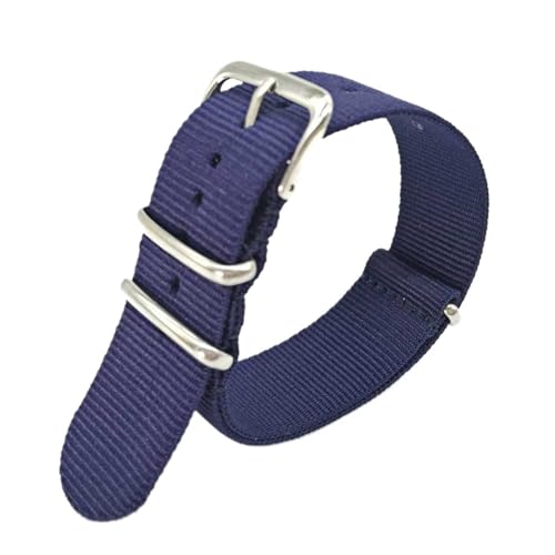 Sport-Nylon-Uhrenarmband for Damen und Herren, 18 mm, 20 mm, 22 mm, 24 mm, allgemeines Armband aus Nylon(Dark blue,24mm) von MUXUMAO