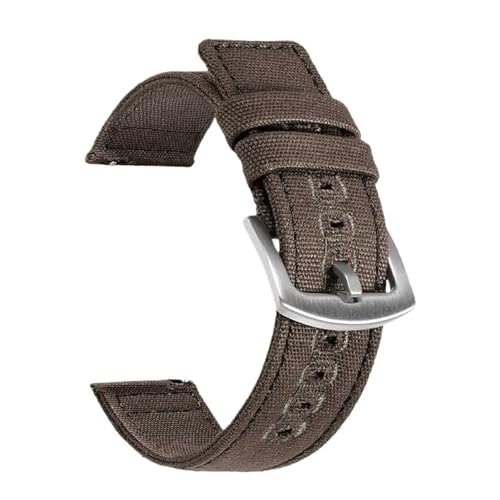 Sport-Nylon-Uhrenarmband for Damen und Herren, 18 mm, 20 mm, 22 mm, Armee-Sportarmband, Stoff-Nylon-Uhrenarmband(Brown,22mm) von MUXUMAO