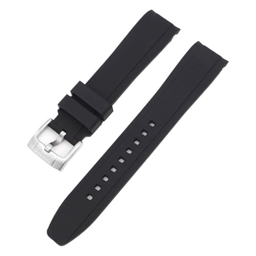 Uhrenarmband aus Gummi mit gebogenem Ende und Silikonband, universelles Sportarmband for Männer und Frauen, 18 mm, 19 mm, 20 mm, 21 mm, 22 mm(Black,19mm) von MUXUMAO