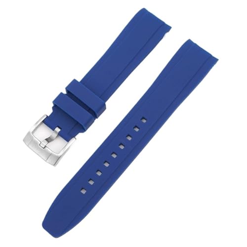 Uhrenarmband aus Gummi mit gebogenem Ende und Silikonband, universelles Sportarmband for Männer und Frauen, 18 mm, 19 mm, 20 mm, 21 mm, 22 mm(Blue,20mm) von MUXUMAO