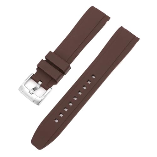 Uhrenarmband aus Gummi mit gebogenem Ende und Silikonband, universelles Sportarmband for Männer und Frauen, 18 mm, 19 mm, 20 mm, 21 mm, 22 mm(Brown,18mm) von MUXUMAO