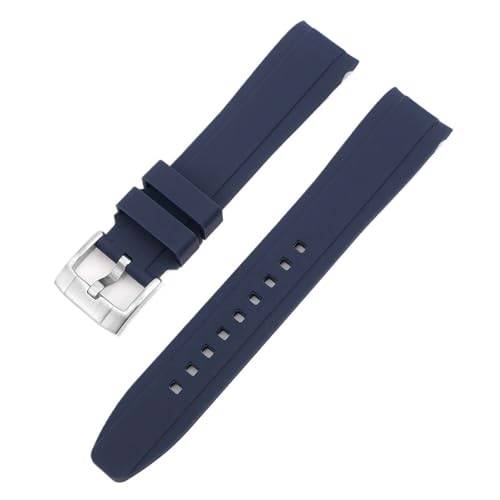 Uhrenarmband aus Gummi mit gebogenem Ende und Silikonband, universelles Sportarmband for Männer und Frauen, 18 mm, 19 mm, 20 mm, 21 mm, 22 mm(Dark blue,18mm) von MUXUMAO