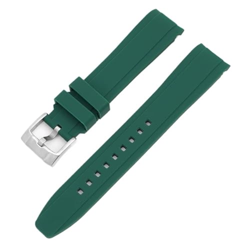 Uhrenarmband aus Gummi mit gebogenem Ende und Silikonband, universelles Sportarmband for Männer und Frauen, 18 mm, 19 mm, 20 mm, 21 mm, 22 mm(Green,22mm) von MUXUMAO