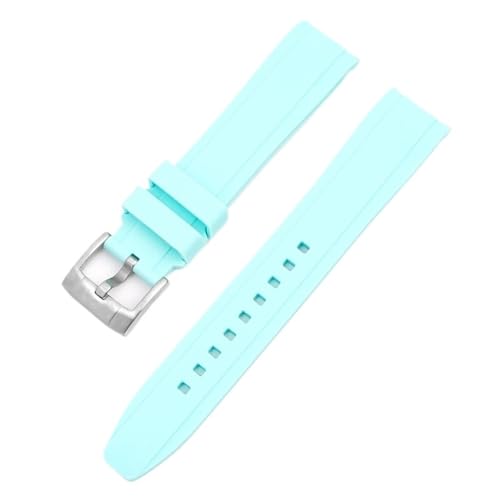 Uhrenarmband aus Gummi mit gebogenem Ende und Silikonband, universelles Sportarmband for Männer und Frauen, 18 mm, 19 mm, 20 mm, 21 mm, 22 mm(Light blue,19mm) von MUXUMAO