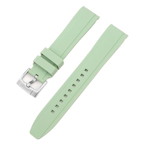 Uhrenarmband aus Gummi mit gebogenem Ende und Silikonband, universelles Sportarmband for Männer und Frauen, 18 mm, 19 mm, 20 mm, 21 mm, 22 mm(Light green,20mm) von MUXUMAO