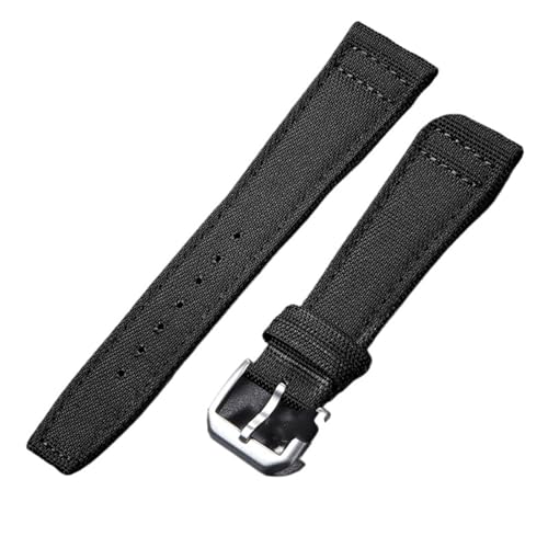 Uhrenarmband aus Nylon und Canvas, 20 mm, 21 mm, 22 mm, Sport-Uhrenarmband, Rindsleder, Handgelenksgürtel for Herren und Damen(Black,22mm) von MUXUMAO