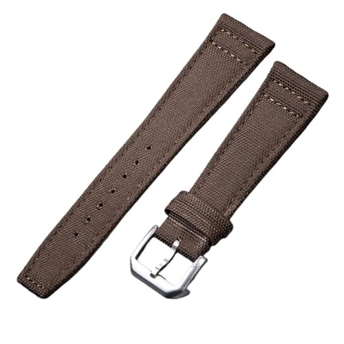 Uhrenarmband aus Nylon und Canvas, 20 mm, 21 mm, 22 mm, Sport-Uhrenarmband, Rindsleder, Handgelenksgürtel for Herren und Damen(Brown,22mm) von MUXUMAO