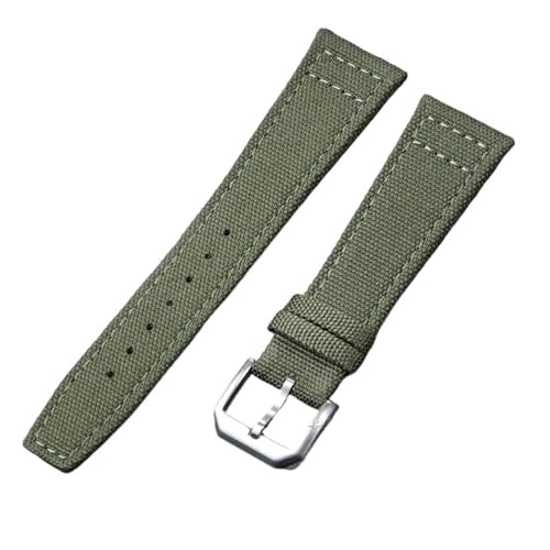 Uhrenarmband aus Nylon und Canvas, 20 mm, 21 mm, 22 mm, Sport-Uhrenarmband, Rindsleder, Handgelenksgürtel for Herren und Damen(Green,22mm) von MUXUMAO