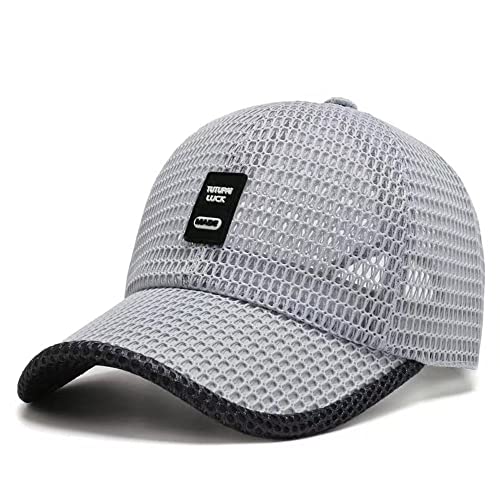 MUYAN Baseball Cap Mesh Sommer Trucker Hat Sonnenhut Unisex Einstellbare Atmungsaktives Schnell Trocknende Outdoor Sport Kappe (a-Hellgrau) von MUYAN