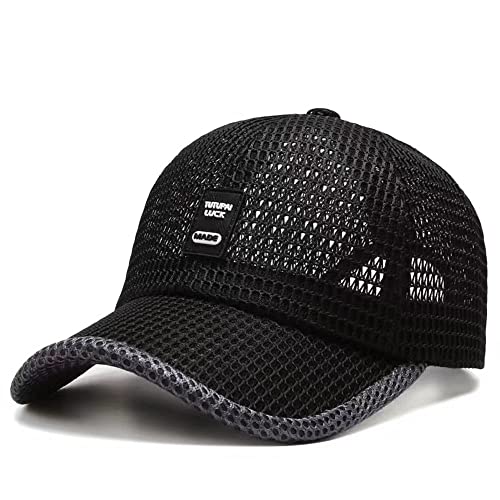MUYAN Baseball Cap Mesh Sommer Trucker Hat Sonnenhut Unisex Einstellbare Atmungsaktives Schnell Trocknende Outdoor Sport Kappe (a-Schwarz) von MUYAN