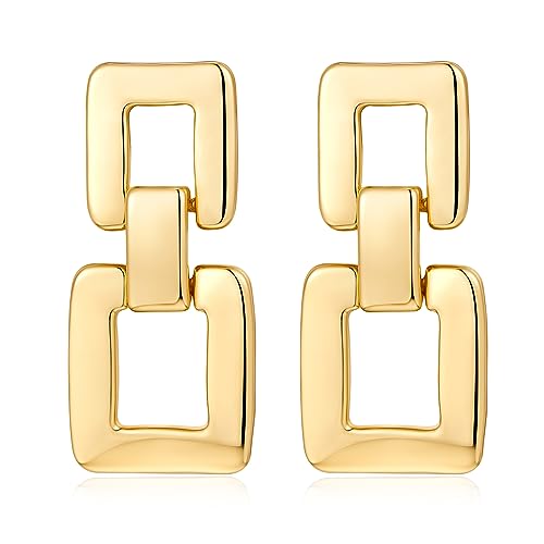 MUYAN Gold Geometrische Vintage Tropfen Ohrstecker Ohrringe für Frauen Polieren Link Square Dangle Stud Earrings Trendy Jewelry Gifts von MUYAN