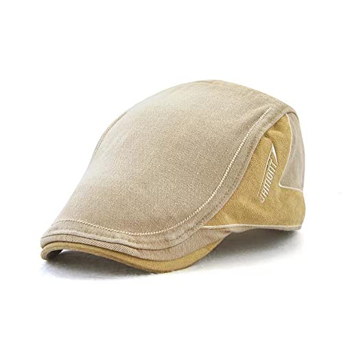 MUYAN Herren Schiebermütze Barett Cap Baumwolle chirmmütze Gatsby Schirmmütze Newsboy Flat Cap Baskenmütze Verstellbare Vintage Ivy Irish Kappe Cabbie Cap (Beige) von MUYAN
