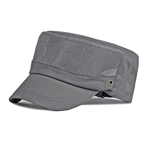 MUYAN Military Cap Herren Baumwolle Vintage Army Kappe Cadet Hat Unisex Baseball Mesh Kappe (Grau) von MUYAN