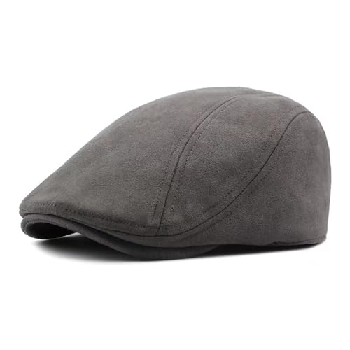 MUYAN Schiebermütze Herren Damen Vintage Wildleder Schirmmützen Gatsby Fahrhut Verstellbar Freizeit Newsboy Cap Barett Hüte (Wildleder, Grau) von MUYAN