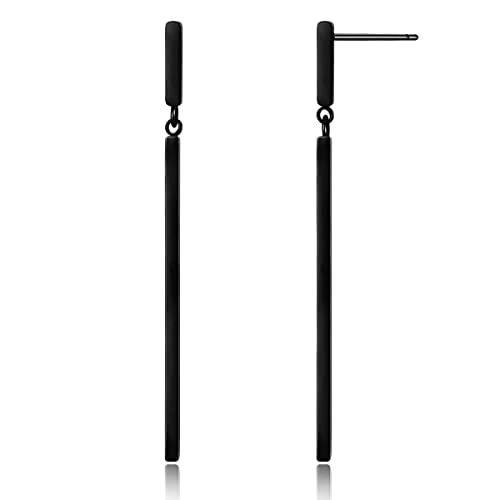 MUYAN Schwarze Long Metal Bar Dangle Drop Ohrringe für Frauen Poliert Minimalistische Einfache Vertikale Bar Tropfen Ohrringe Hängend Geometrische Black Earrings Mode Schmuck Geschenke von MUYAN