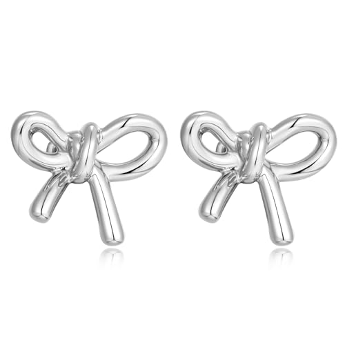 MUYAN Silber Bogen Schmetterling Ohrstecker für Frauen Mode Vintage Ohrringe Schmuck Bow Butterfly Stud Earrings von MUYAN