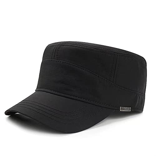 MUYAN Unisex Army Military Flat Cap Wintercap Herren Baumwolle Army Kappe Cadet Hat Verstellbare Baseballkappe (Schwarz -L) von MUYAN
