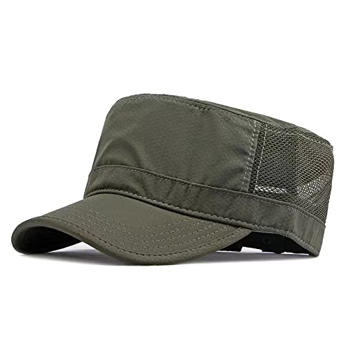 Military Cap Herren Sommer Army Cap Atmungsaktive Cadet Hat Unisex Mesh verstellbare Sonnen Kappe (A-Grün) von MUYAN