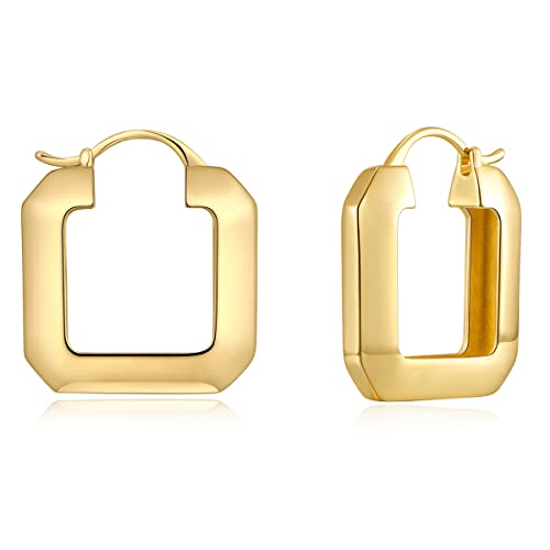 MUYAN 14k Gold plattiert Quadrat Creolen für Frauen Minimalist Licht Geometrische Huggie Ohrringe Mode Schmuck Geschenk von MUYAN