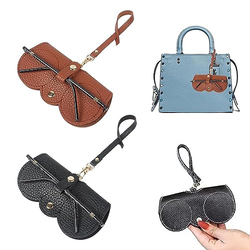 MUYAPAY 2 Stück Tragbares Etui für Sonnenbrillen, Mode Sonnenbrillenetui,Sunglasses Case Leder Für Damen, Weiches Brillenetui,Pu Leder Brillenetui,Soft Leather Sunglasses Bag,für Damen Herren von MUYAPAY