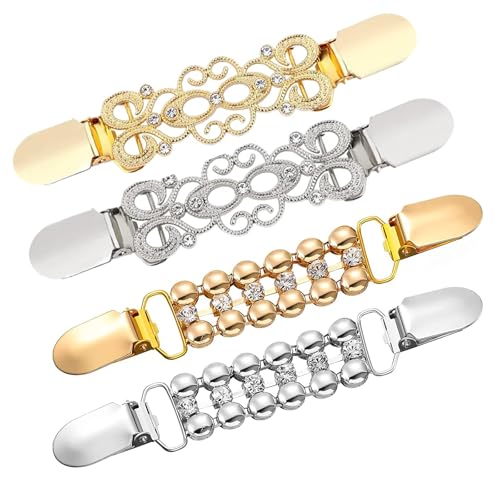 DIGNFENG 4 Stück Cardigan Clips Cinch clip für Damen - Vintage Waist Clips in Silber und Gold - Elegante Kleider Clips für Kleidung Strickjacken Schals Blusen Umhänge und Kragenverschluss von MUYAPAY