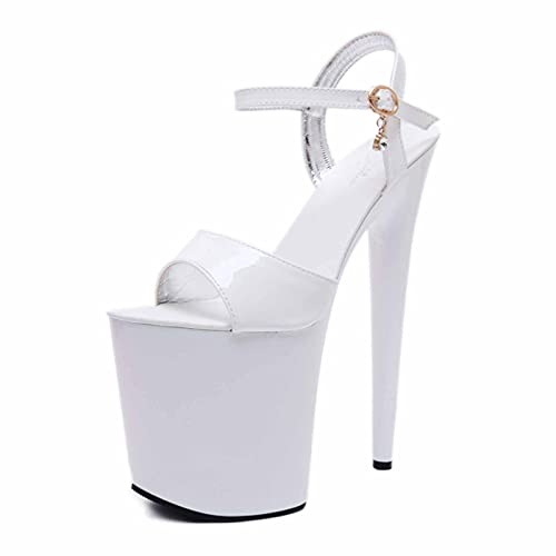 20Cm / 7.87IN Frauen Knöchel Absätze Peep Sandalen Frauen Plattform Offene Spitze High Heel Stiletto Pumps Sexy Pumps Pole Dance High Heels Pole Dance Schuhe,Weiß,35 EU von MUYEY