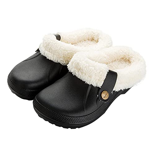 MUYOGRT Clogs Gefüttert Damen Herren Gartenschuhe Winter Hausschuhe Warme Plüsch Pantoffeln Wasserdicht Rutschfeste Indoor Outdoor Hausschuhe Slippers von MUYOGRT