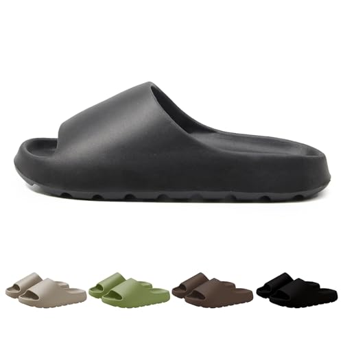 MUYOGRT Cozy Slides Damen Herren, Leichte Wolkenschuhe Rutschfeste Badelatschen Herren Damen, Badeschlappen Herren Wolke Hausschuhe Damen Sommer (Schwarz,42/43 EU) von MUYOGRT