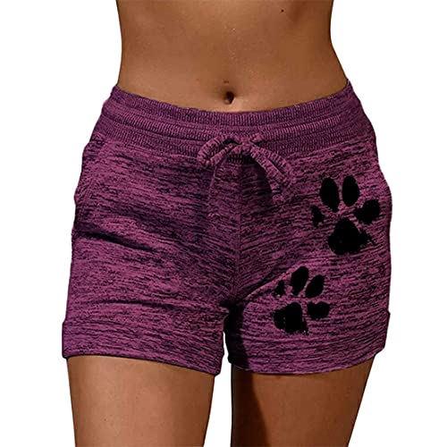 MUYOGRT Damen Shorts Sommer Sporthose Kurz Fitnessleggings High Waist Sport Yoga Hose Fitness Joggen und Training Sporthose für Damen Gym Running Beiläufige Elastisch(Lila，L) von MUYOGRT