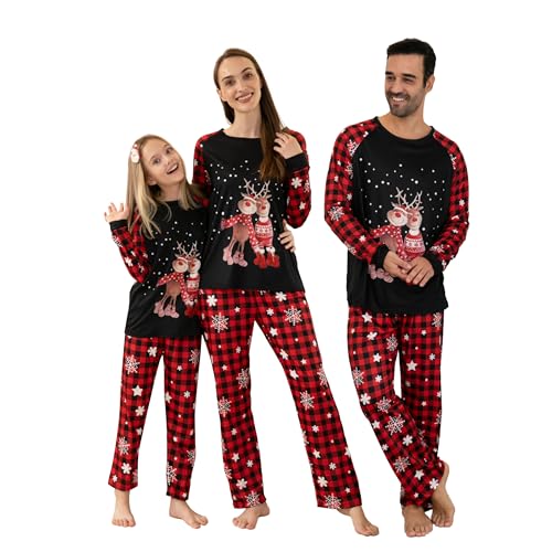 MUYOGRT Familien Weihnachts Pyjama Set, Weihnachtspyjama Weihnachten Schlafanzug Lang Outfit, Matching Pyjamas Couple Christmas Pyjama für Damen Herren Kinder（12，Kinder） von MUYOGRT